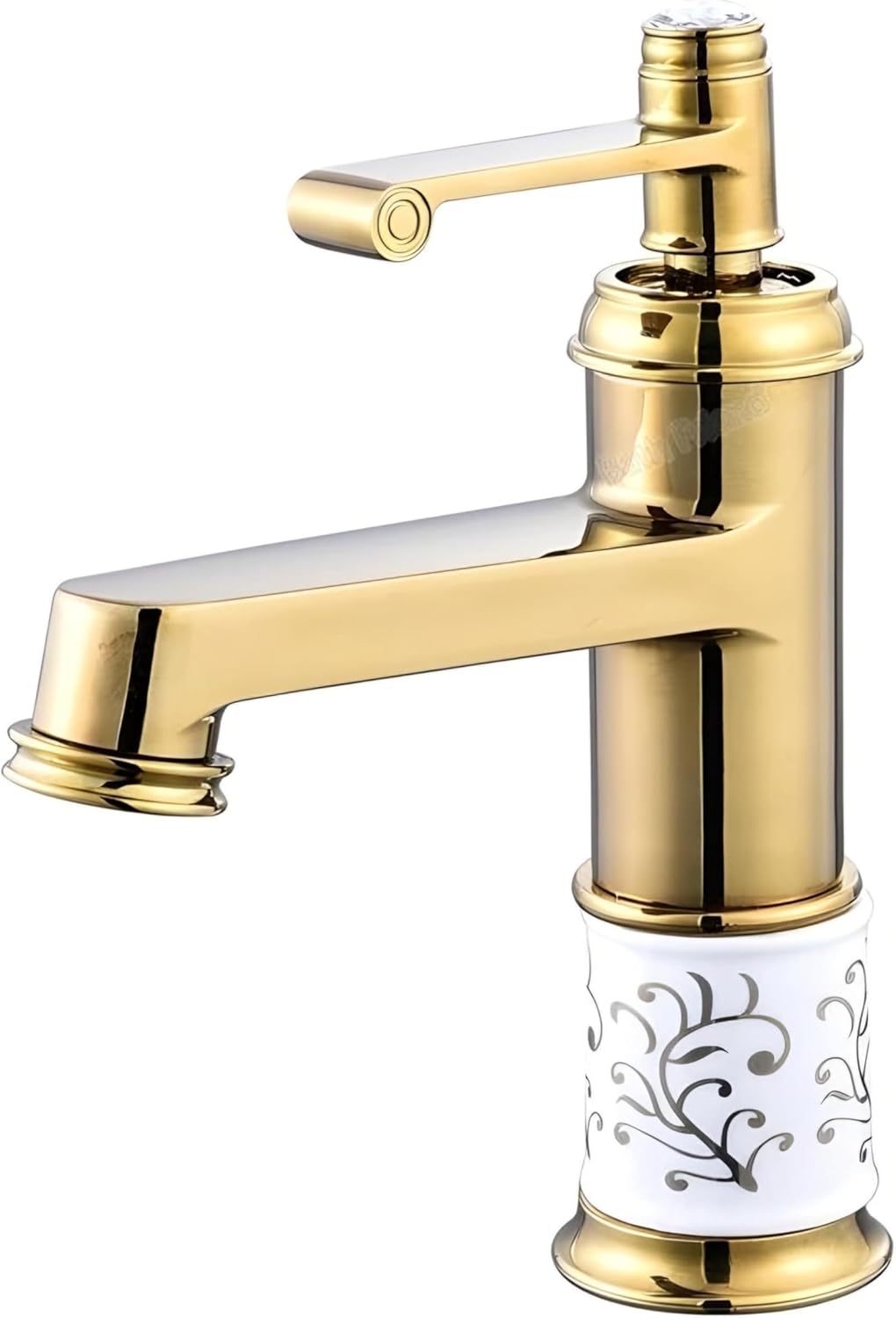 Luxury Golden Brass Bathroom Sink Basin Vessel Tap Mixer Faucet, Deck Mount, Single Handle