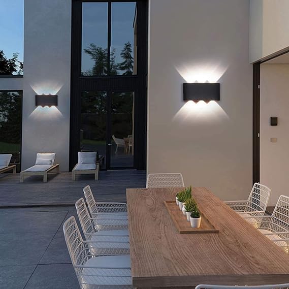 LIGHTINGS AFN LED Wall Light, Modern Aluminum Waterproof Outdoor and Indoor Wall Lamp 3000K Warm Light Directional 6-Light Up and Down, Black