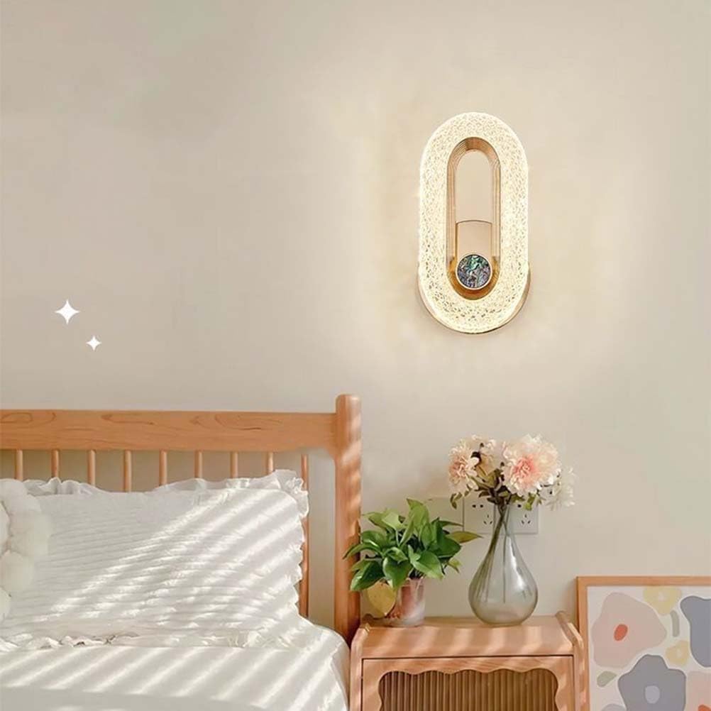 LED Wall lamp, Indoor Gold Oval Wall Light, 3 Colour temperatures 3000K/4000K/6000K Bedside lamp, 8W Modern Aluminium Decorative Lamp Wall Light for Bedroom, Dining Room, Staircase, Hotel(2PCS)