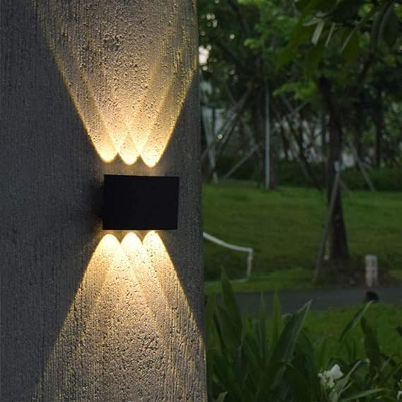 LIGHTINGS AFN LED Wall Light, Modern Aluminum Waterproof Outdoor and Indoor Wall Lamp 3000K Warm Light Directional 6-Light Up and Down, Black