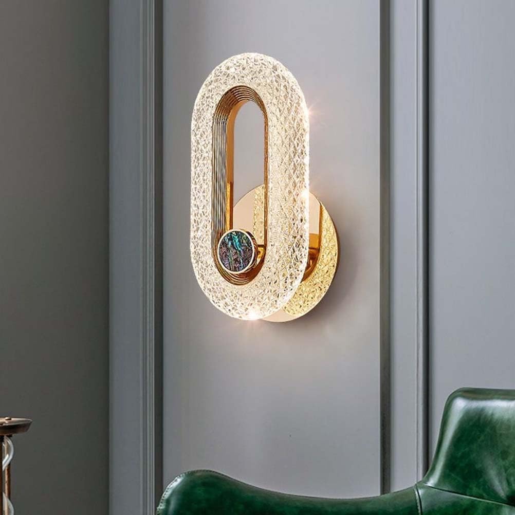 LED Wall lamp, Indoor Gold Oval Wall Light, 3 Colour temperatures 3000K/4000K/6000K Bedside lamp, 8W Modern Aluminium Decorative Lamp Wall Light for Bedroom, Dining Room, Staircase, Hotel(2PCS)