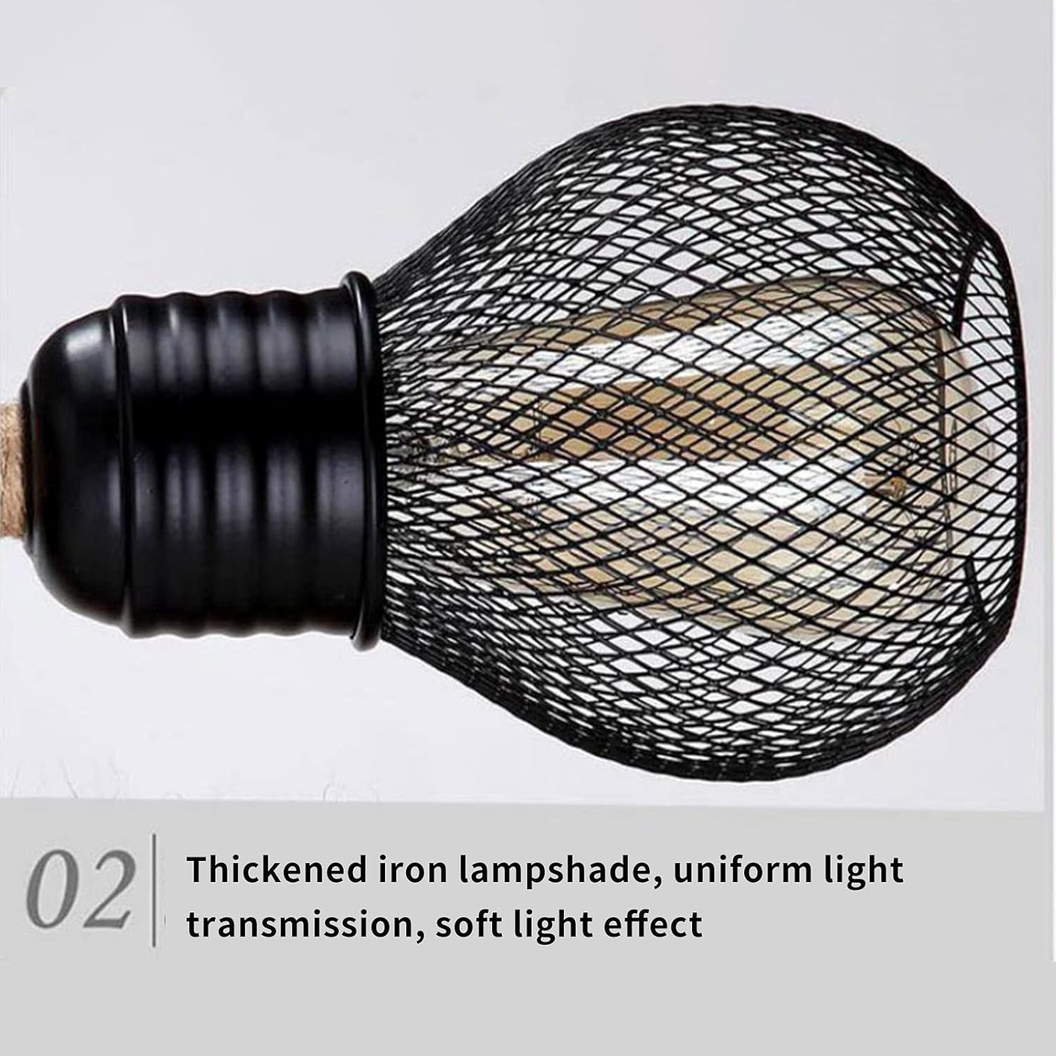 hageek Wooden Wall Light with hemp rope design, E27 socket, retro industrial style. Perfect for living room, bedside, corridor, café & bar.