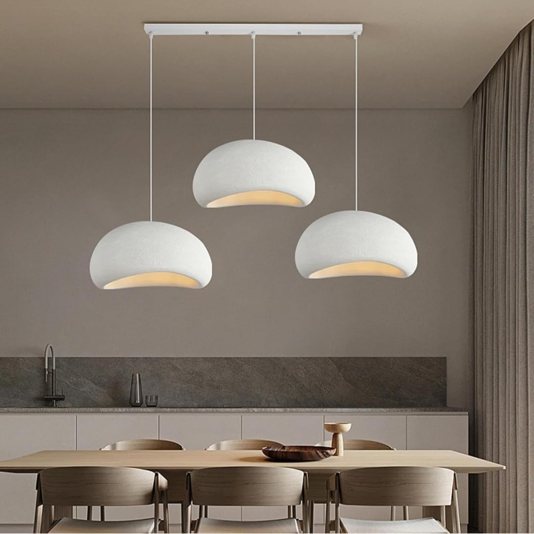 Creative Japanese Modern Wabi-Sabi Style pendant,Simple Light With Classic Lamp,Hight Adjustable Hanging Lamp,Badroom,Kitchen,living Room.(3 Pieces 1 Set) Size 30cm 40cm 50cm with E27 bulb.