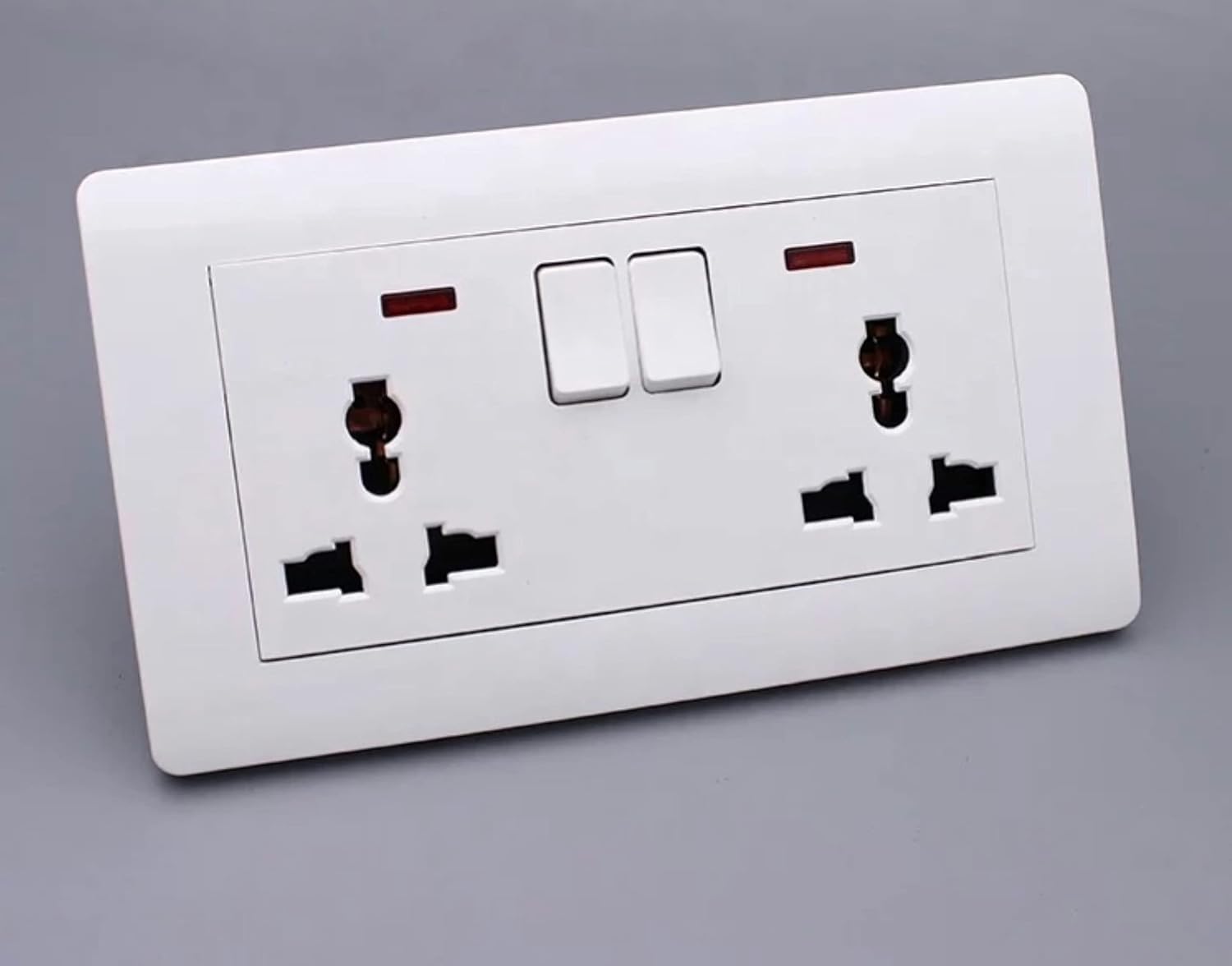 Universal Double Switch Socket 13A Wall Power Outlet with Safety Shutters, Dual Wall Mount Power Outlet With Individual Control Switches for Home, Office, and Commercial Use (30 Years Warranty)