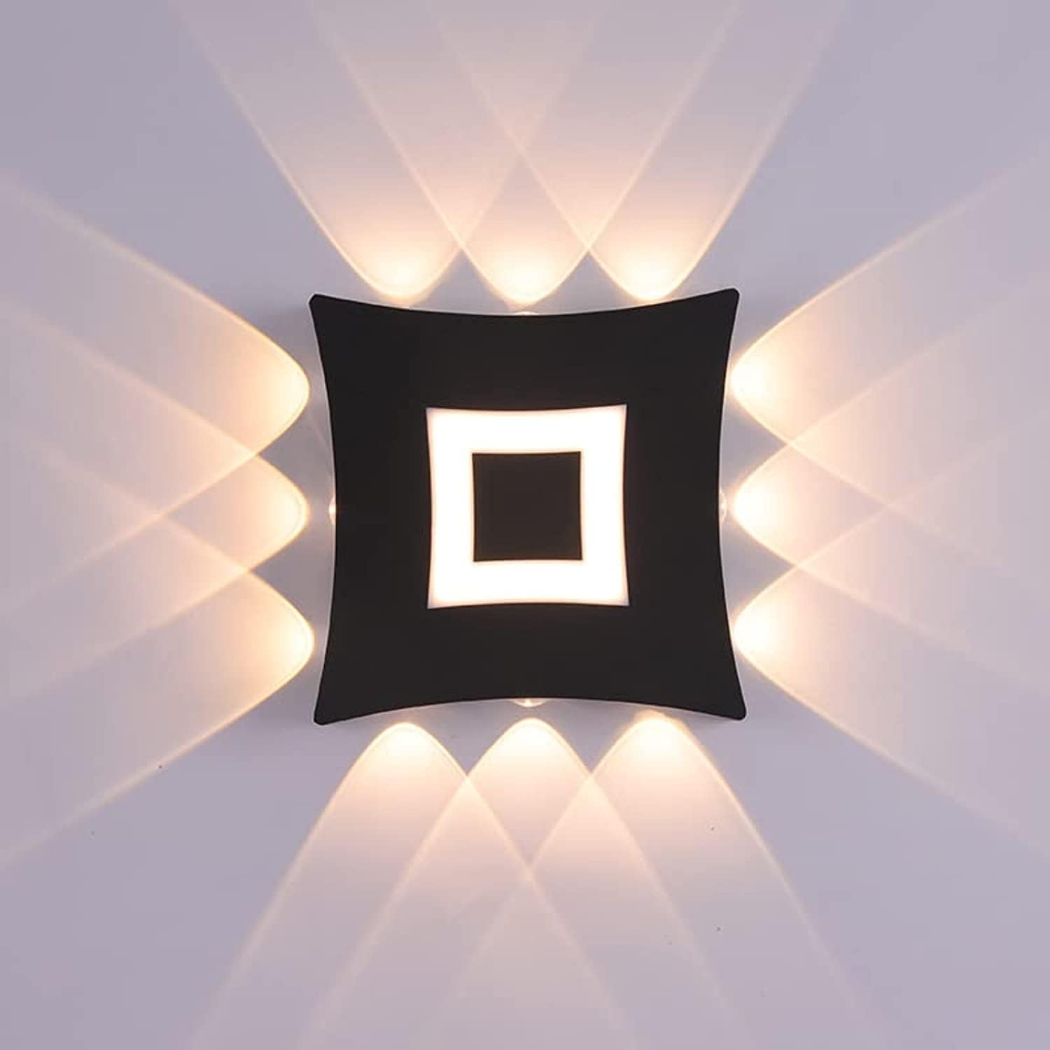 Modern LED Wall Light, Square Design, Decorative Wall Lamp with Unique Light Patterns, Ideal for