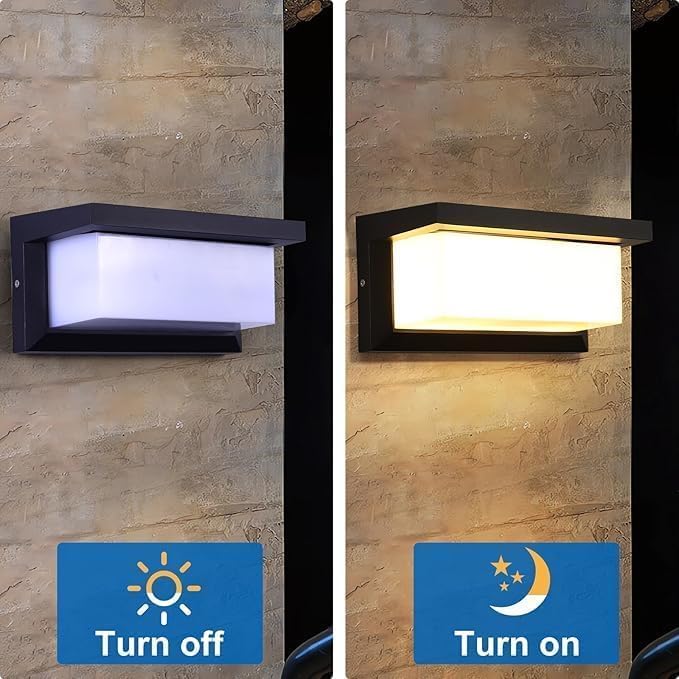Aluminium Body Black Rectangular Outdoor Wall Light Fixture(2 pack)