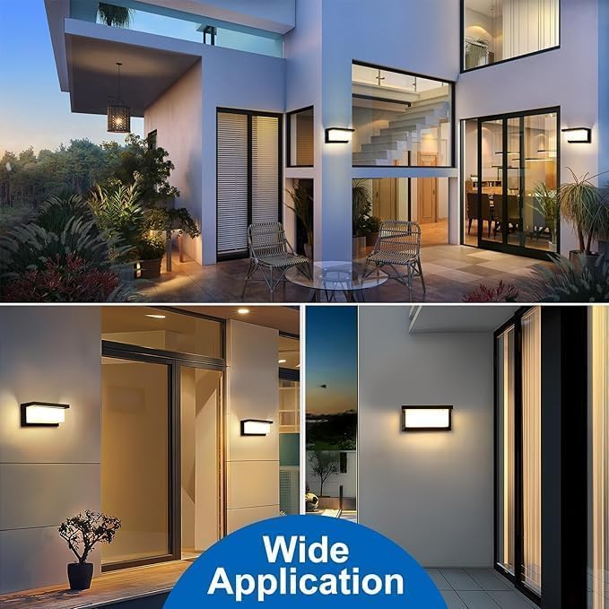 Aluminium Body Black Rectangular Outdoor Wall Light Fixture(2 pack)