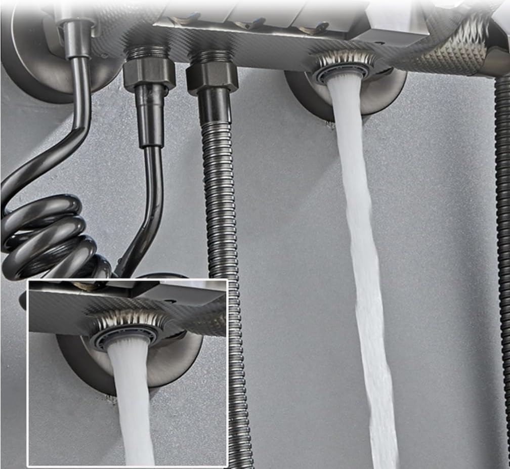 Milano Shower System, 4 Ways Piano Keys Shower Faucet Set, with Rainfall Shower Head, Handheld Shower, Tub Spout, Bidet Sprayer, Adjustable Water Outlet Modes and Hot & Cold Water, Gray