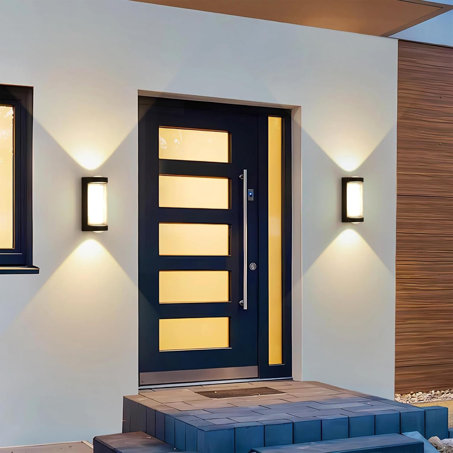 Modern LED Outdoor Wall Light – Up and Down Waterproof Wall Sconce, Black Exterior Light Fixture, IP65 Rated for Patio, Villa, Garage, Warm White 3000K