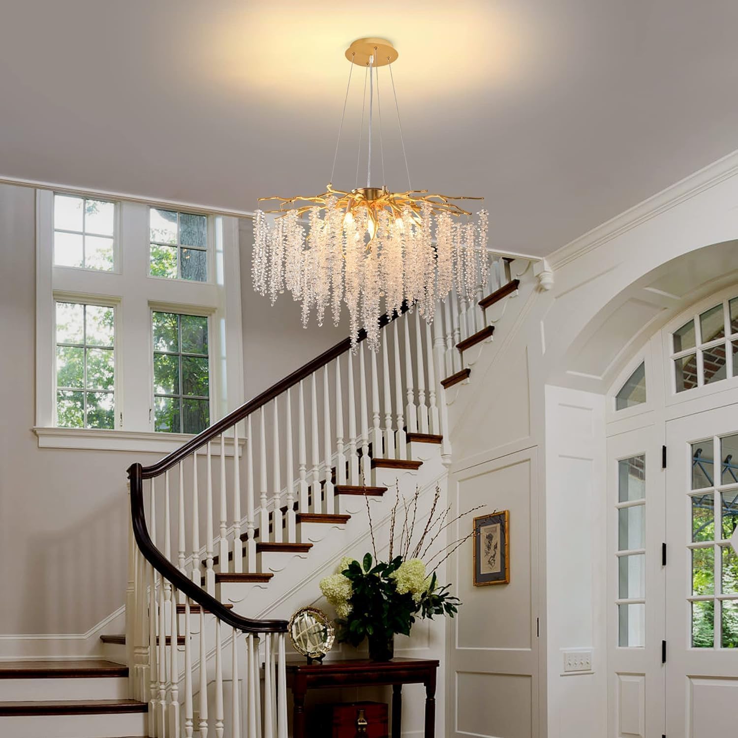 Luxury Crystal Chandelier – Modern Gold Branch Pendant Light for Dining Room, Living Room, Bedroom – Elegant LED Ceiling Hanging Light Fixture for Home & Hotel Décor