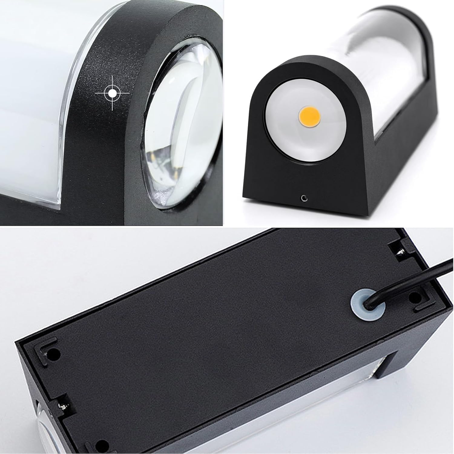 Modern LED Outdoor Wall Light – Up and Down Waterproof Wall Sconce, Black Exterior Light Fixture, IP65 Rated for Patio, Villa, Garage, Warm White 3000K