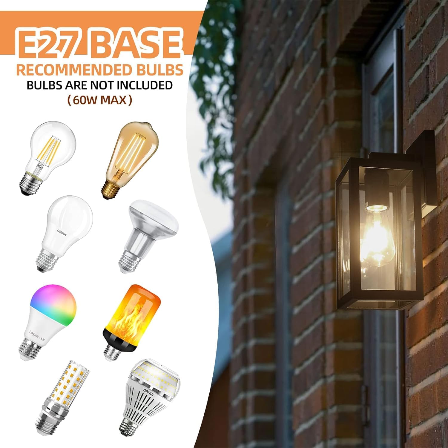 Aluminum Exterior Wall Lanterns With Clear Glass Shade Anti-Rust Outdoor Wall Sconce Light Fixture, Matte Black, 2 Packs