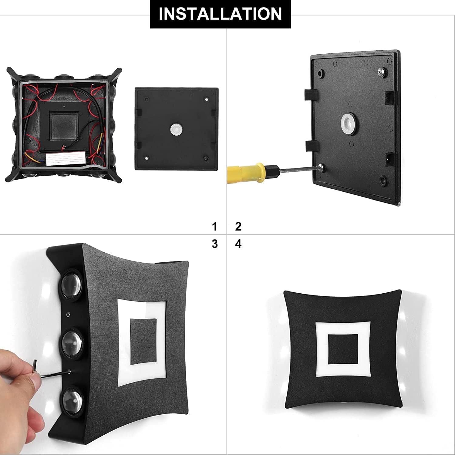 Modern LED Wall Light, Square Design, Decorative Wall Lamp with Unique Light Patterns, Ideal for