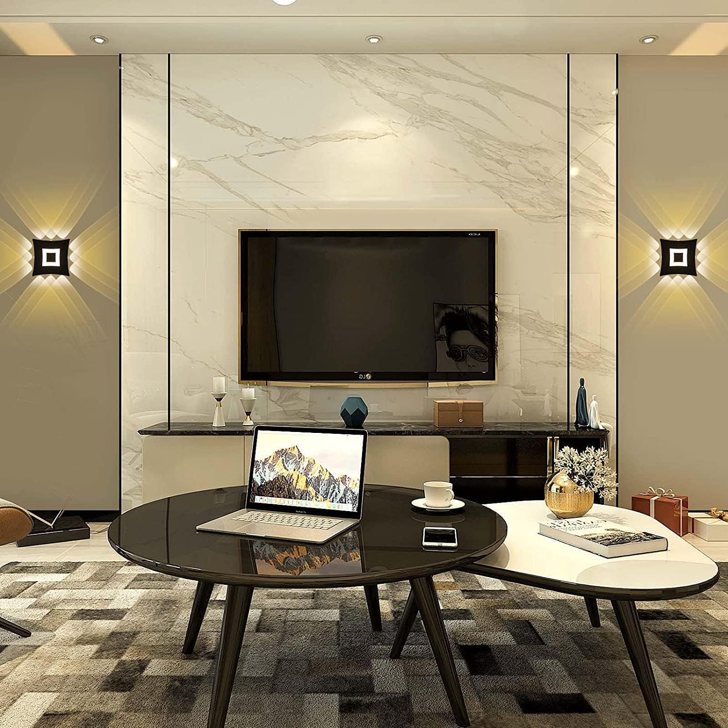 Modern LED Wall Light, Square Design, Decorative Wall Lamp with Unique Light Patterns, Ideal for