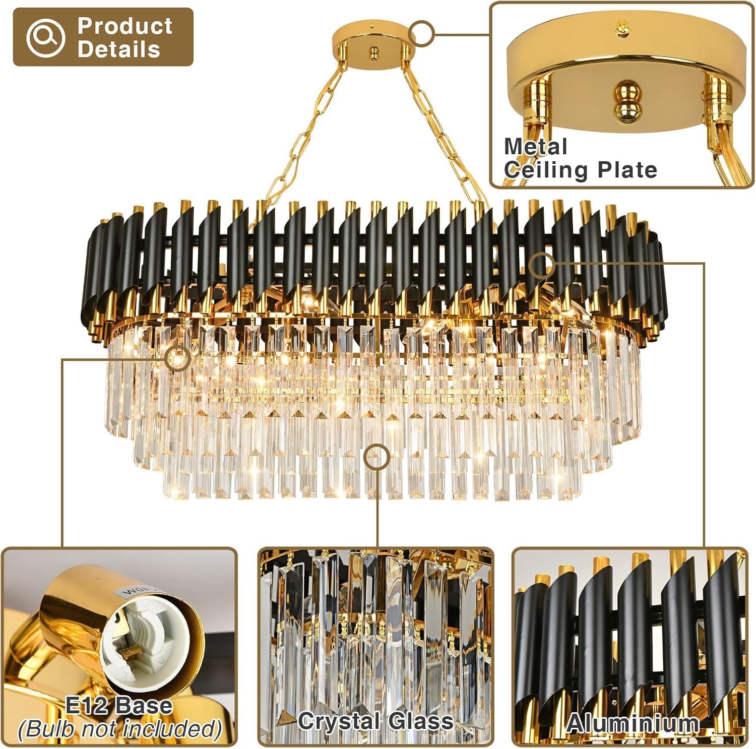 Rectangular Flush Mount Ceiling Light for Dining Room, Living Room, Foyer (L80cm x W30cm)