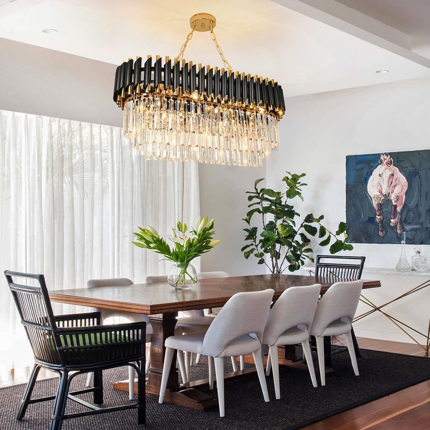 Rectangular Flush Mount Ceiling Light for Dining Room, Living Room, Foyer (L80cm x W30cm)